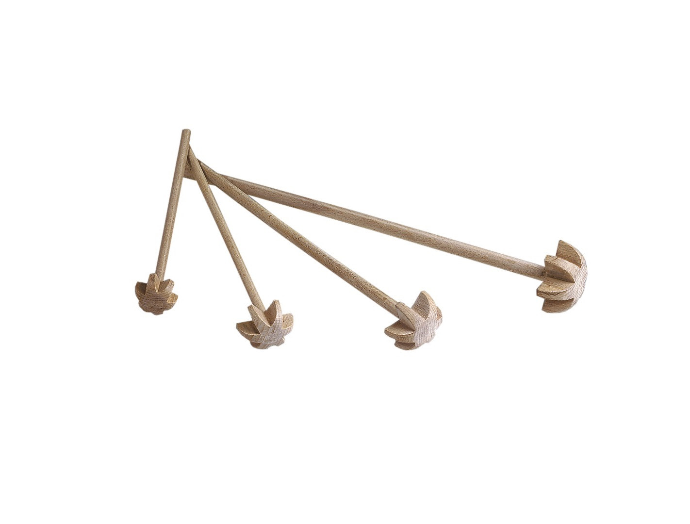 4-teiliges Quirl-Set Aus Buchenholz – Mit Kunststoffkopf In Größen 19, 22, 26 & 36 Cm