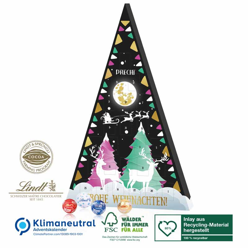 Jubiläums Adventskalender Lindt Weihnachtsbaum, Klimaneutral, FSC®
