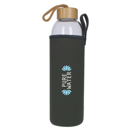 Glasflasche mit Hülle Bamboo 1,0 l