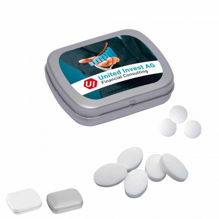 Mini-Klappdose mit Pfefferminzpastillen, 20g