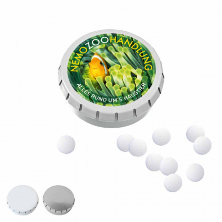 Super-Mini-Drück-mich-Dose mit Pfefferminzpastillen, 20g