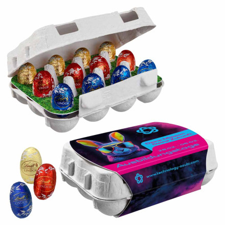 12er Ostereier-Karton mit Lindt Lindor Mini-Eiern 