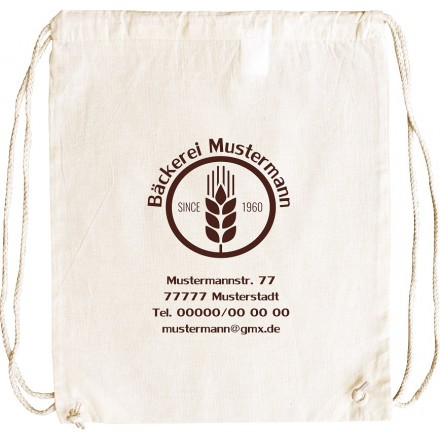 Baumwollrucksack mit robusten Tragekordeln 37x46 cm