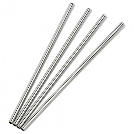 Edelstahl Trinkhalm silber 21,5 x 0,8 cm | gerade Form