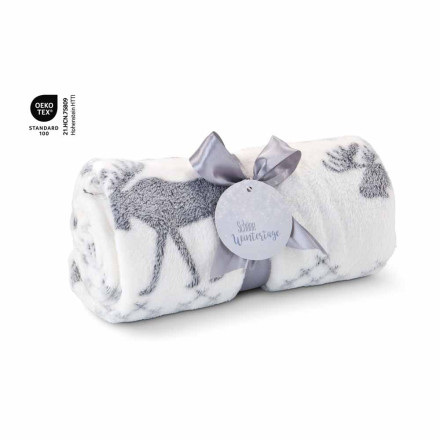 Kuscheldecke Rudolph weiß/grau - 120 x 150 cm, 190 g/m²