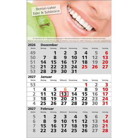 3-Monats-Wandkalender Standard 1 | grau