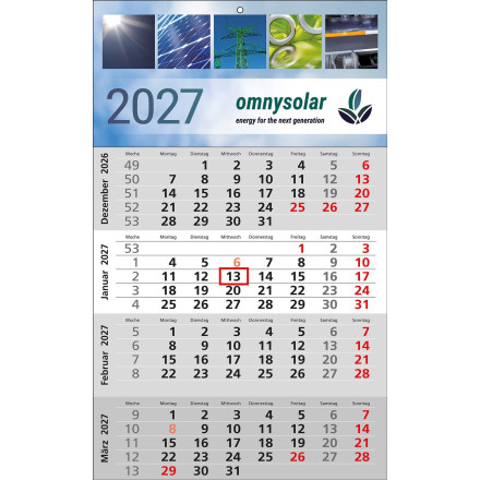 4 Monats-Wandkalender Smart Four | 1-sprachig deutsch