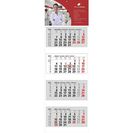 4 Block-Wandkalender Clever 4 | 4-sprachig | grau
