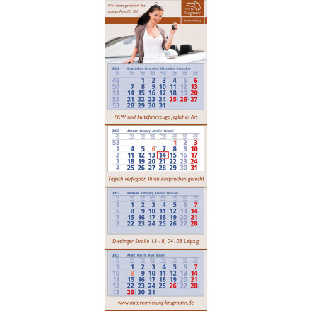 4 Block-Wandkalender Premium 4 | 4-sprachig | blau