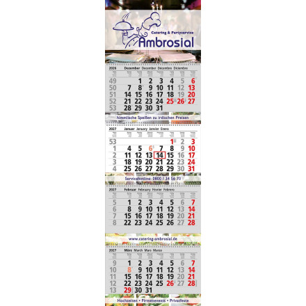 4 Block-Wandkalender Exclusiv 4 | mit Wire-O-Bindung | grau