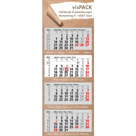 4 Block-Wandkalender XXL 4 | extra groß | 4-sprachig