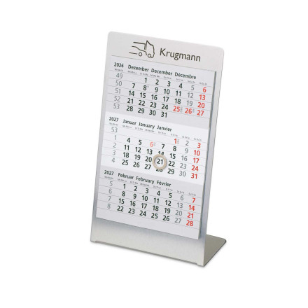 Tisch-Aufstellkalender Edelstahl | 3-sprachig | 2 Jahre