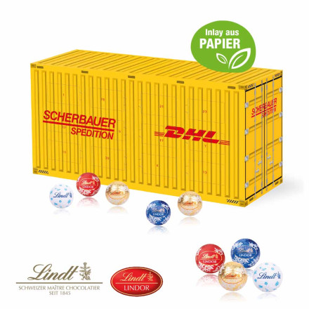 3D Adventskalender "Container" mit Lindt Schokolade mit Papier-Inlay