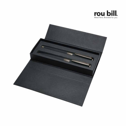 rou bill® Image Black Line Set im Etui | Drehkugelschreiber + Rollerball