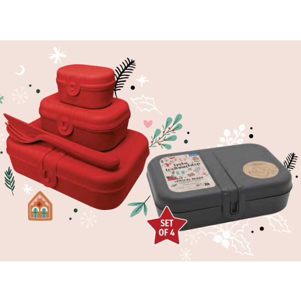 koziol Pascal Ready Lunchbox-Set + Besteck-Set + XMAS Sticker | Organic Bio-Circular