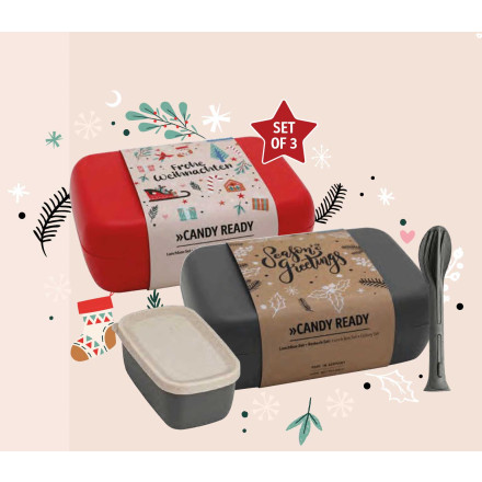 koziol Candy Ready Lunchbox-Set + Besteck-Set + XMAS Banderole | Organic Bio-Circular