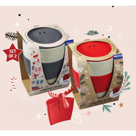 koziol Aroma To Go + Rudolf Thermobecher 400 ml + Ausstecher + XMAS Banderole | Organic Bio-Circular