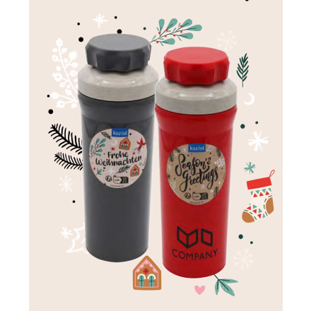 koziol Olli Trinkflasche 500 ml + XMAS Sticker | Organic Bio-Circular