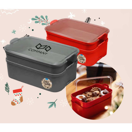 koziol Stakk Bentobox 2 Bentobox 2 l + XMAS Sticker | Organic Bio-Circular