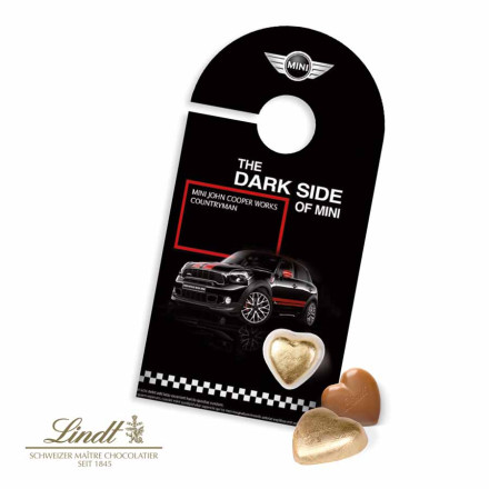 Schokokarte "Türanhänger" mit Lindt Herz