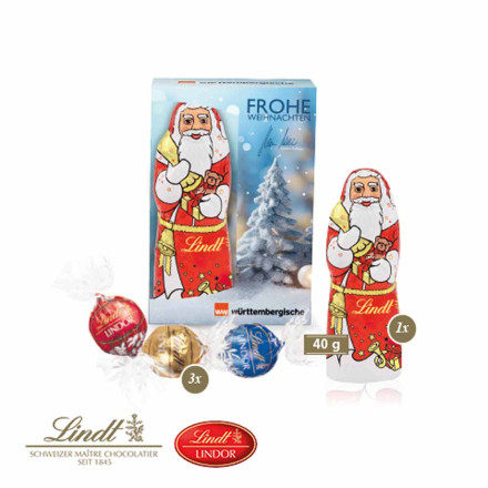 Premium-Präsent mit Lindt Weihnachtsmann „Medium“