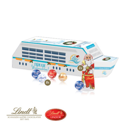 3D Präsent "Schiff" mit Lindt Minis und Nikolaus