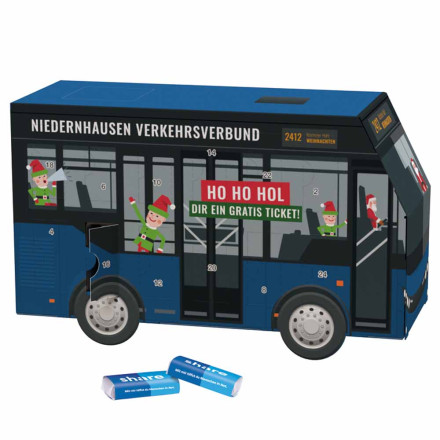 Adventskalender Bus  share Schokotäfelchen