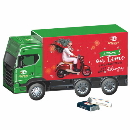 Adventskalender LKW,  Alpenmilch-Schokotäfelchen
