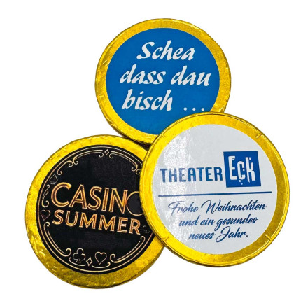 Allflash Schokoladentaler Aura | inkl. 4c Werbeetikett