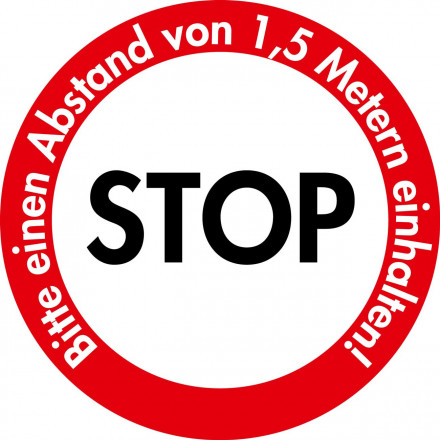 Bodenaufkleber Stop Bitte Abstand - R9 Rutschfestigkeit