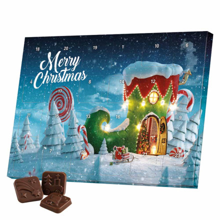 Classic Tisch Adventskalender Blister gefüllt mit kakaofreier Schokoladen-Alternative