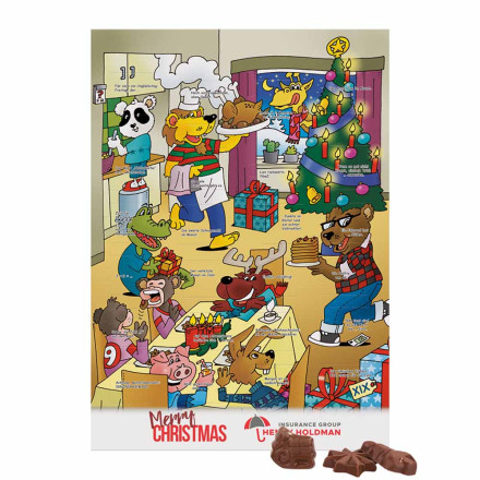 Classic Wand Rätsel-Adventskalender Hoch- oder Querformat Kalenderblister gefüllt Friedel Vollmilch-Schokotäfelchen