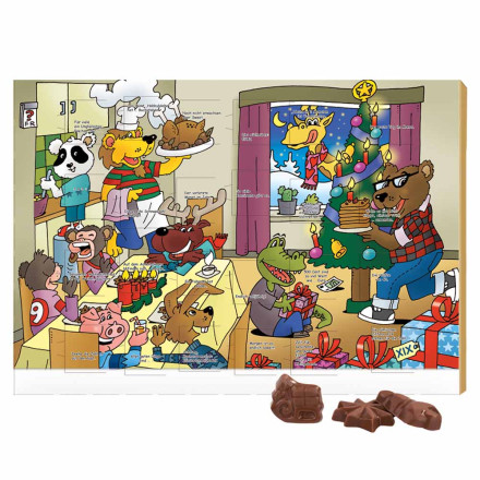 Classic Wand Adventskalender Rätselmotiv Graspapier Hoch- oder Querformat Friedel Vollmilch-Schokotäfelchen 
