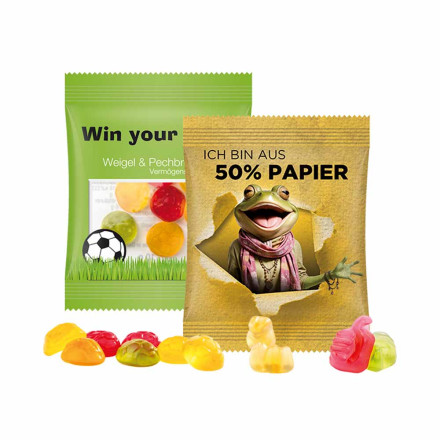 Minitüte,10 g, Folie, Trolli Fruchtgummi, 10% Fruchtsaft | Standardformen