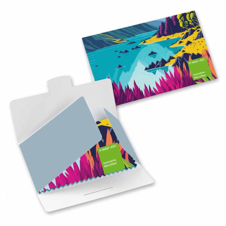 Polyclean rPET Brillenputztuch | Papieretui | inkl. Werbedruck