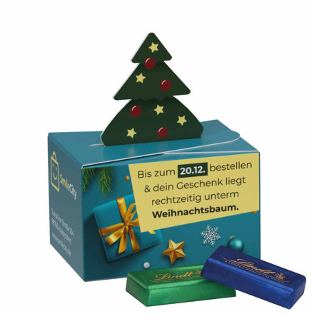 Geschenkbox Mini Tanne Lindt Schokotäfelchen