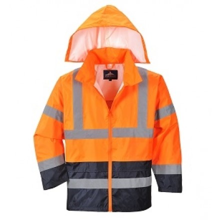 Klassische Kontrast Warnschutz-Regenjacke