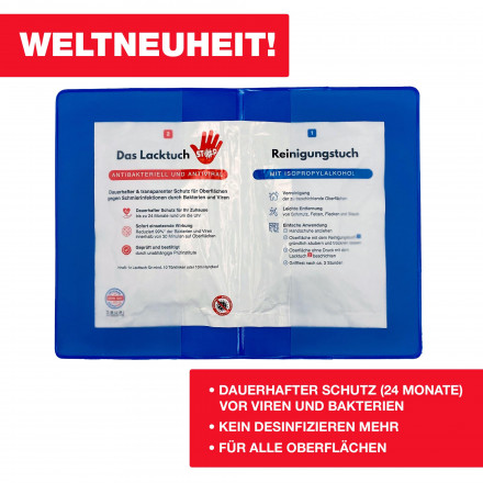 Virusstop Reinigungs-/Lacktuch | inkl. 1c bedruckter Hülle