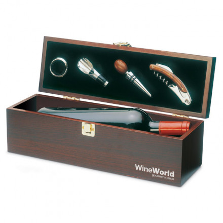 Edles Geschenkset Holzbox mit 4 Weinaccessoires Costieres