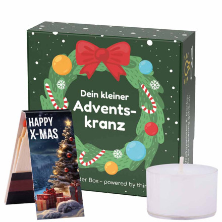 Klappbox S Teelicht-Adventskranz & Streichhölzer