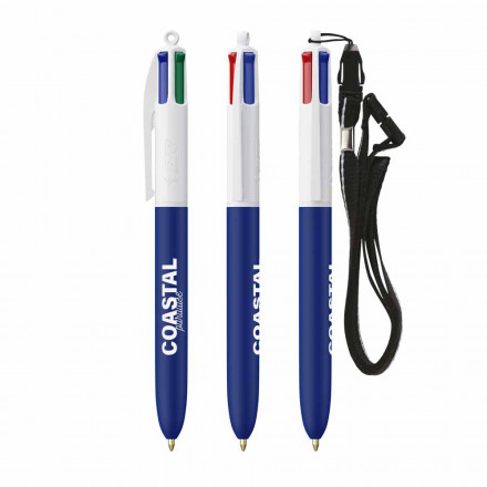 BIC® 4 Colours Soft mit Lanyard | inkl. Siebdruck