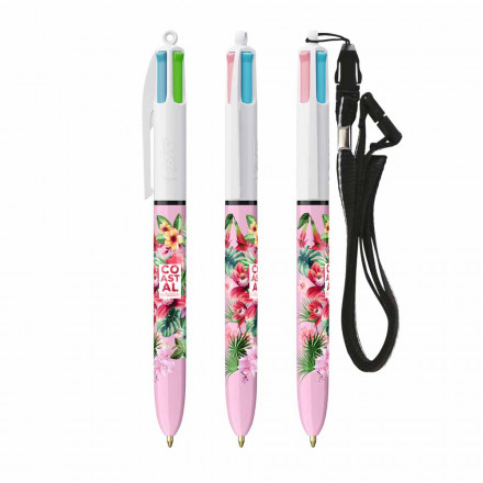 BIC® 4 Colours Fashion Kugelschreiber mit Lanyard | inkl. Siebdruck