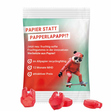 Minitüte Sonderform, 15 g, recyclingfähiges PapierPlus Pro weiß, Trolli Fruchtgummi