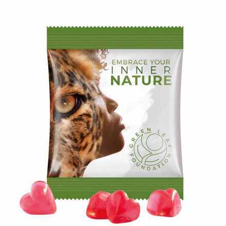 Minitüte mit ❤lichem Dank 10 g Trolli Fruchtgummi Herz rot, 10% Fruchtsaft 