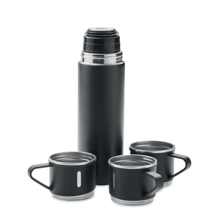 Doppelwandige Isolierflasche + 3 Becher Sharm 420 ml | inkl. Werbedruck