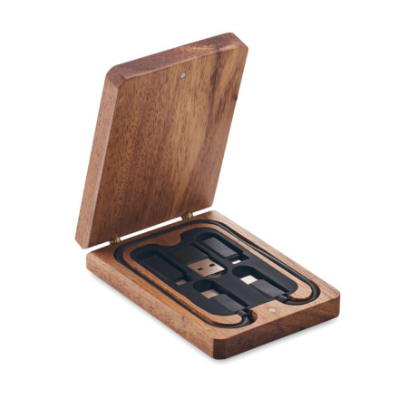 3in1 Ladekabel-Set Versa | Holzbox | inkl. Werbedruck