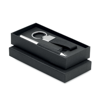 Geschenkset 2-teilig Skribi 2 | Drehkugelschreiber, Schlüsselring | inkl. Werbedruck