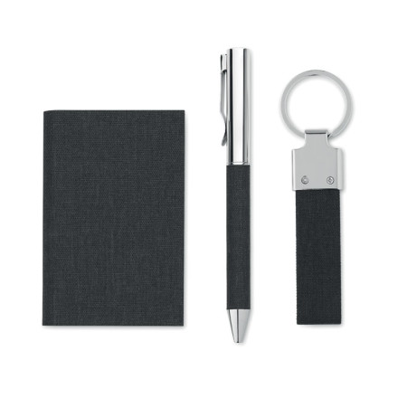 Geschenkset 3-teilig Skribi 3 | Drehkugelschreiber, Notizbuch, Schlüsselring | inkl. Werbedruck