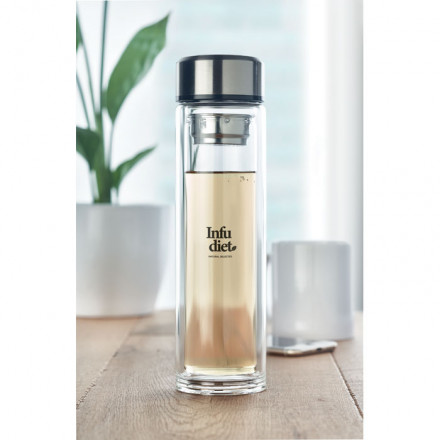 Flasche mit LED-Thermometer Pole Glass 390 ml