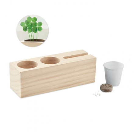 Schreibtisch-Organizer mit Pflanz-Set Thila | Holz
